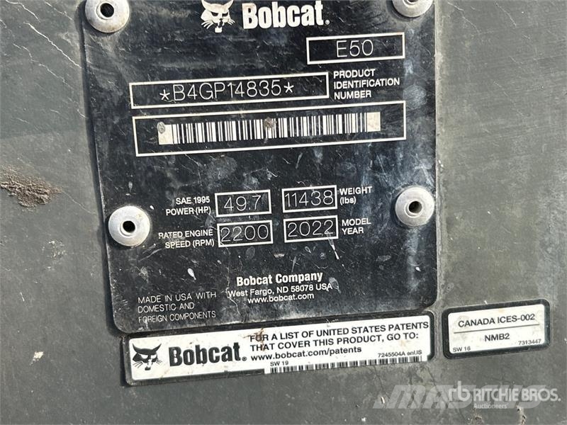 Bobcat E50 Mini Excavator ミニ油圧ショベル 7t以下(ミニユンボ・ミニディガー)