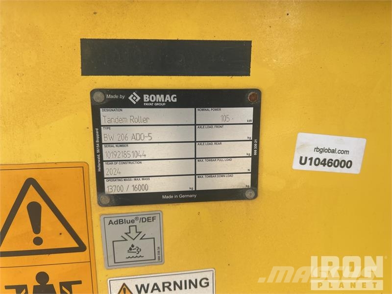 Bomag BW 206 AD0-5 Double Drum Roller مداحل ثنائية الاسطوانة