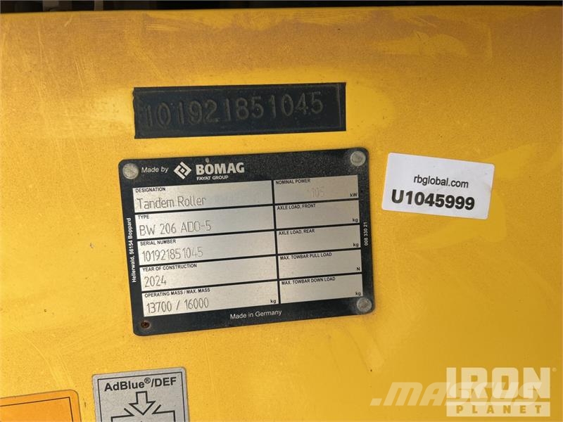 Bomag BW 206 AD0-5 Double Drum Roller Ikerdobos hengerek