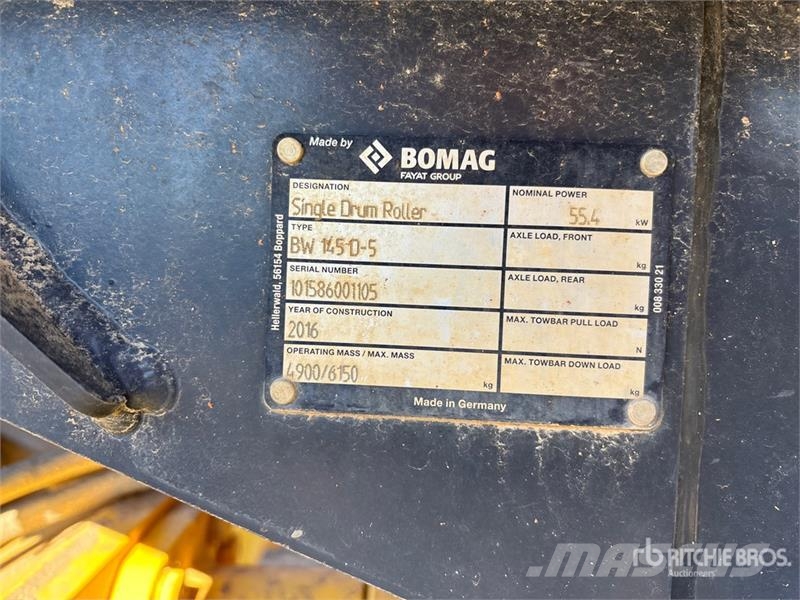 Bomag BW145D-5 Padfoot Drum Compactor مداحل أحادية الأسطوانة