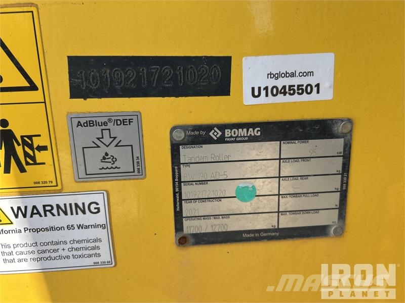 Bomag BW190AD-5 Double Drum Roller Twin drum rollers