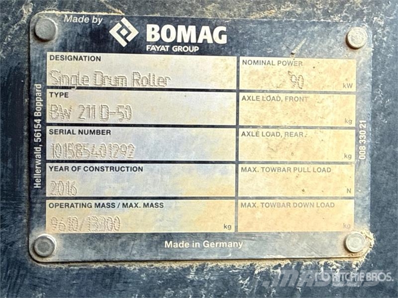 Bomag BW211D-50 Smooth Drum Compactor Enkelt tromle