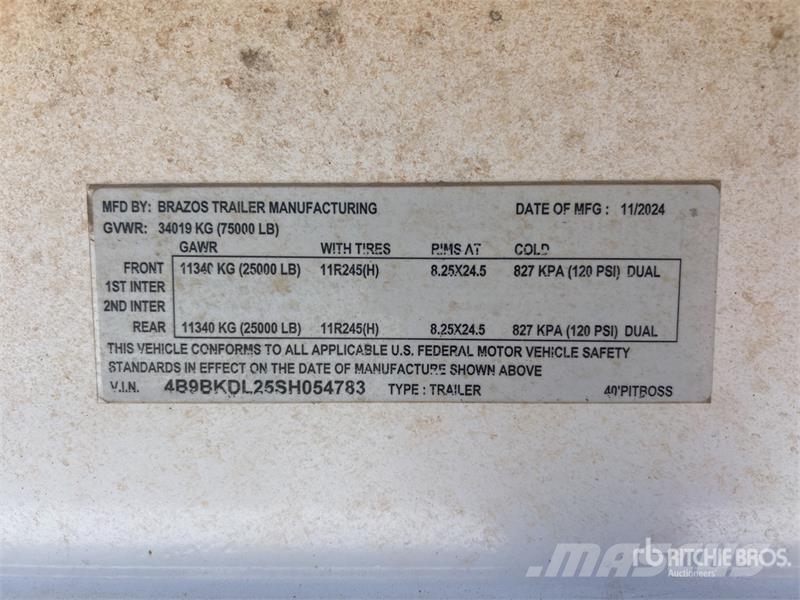 Brazos 40PITBOSS 40 ft T/A Belly Dump Trailer 傾卸式拖車