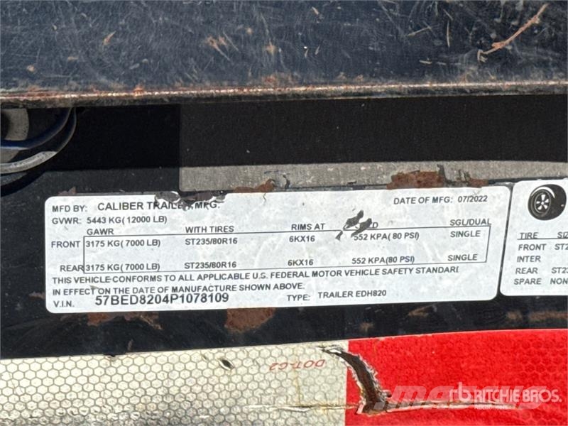 Caliber EDH820 20 ft T/A Equipment Trailer Biltransporter henger