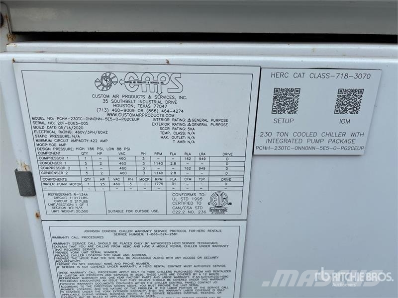 Caps PCHH-230TC-0NN0 230 ton Water Chiller Other components