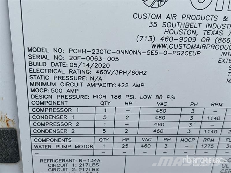 Caps PCHH-230TC-0NN0 230 ton Water Chiller Other components