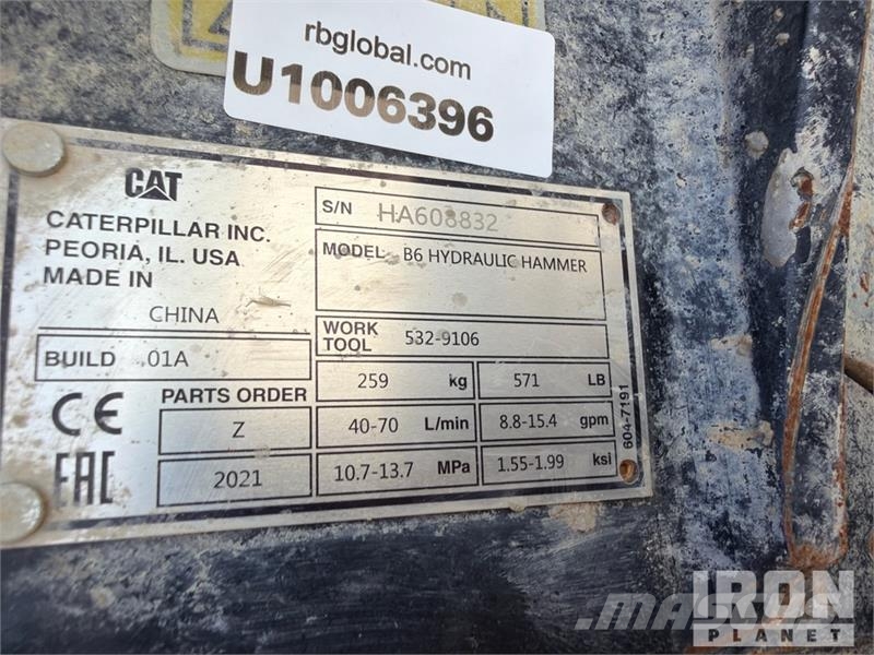CAT B6 16 in Hydraulic Breaker - Fits Cat B6 hydraulic Martillos hidráulicos