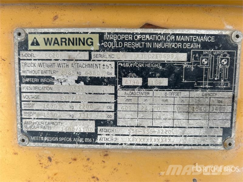 CAT EC20KS 3400 lb Pneumatic Tire Forklift Šakiniai krautuvai - Kita