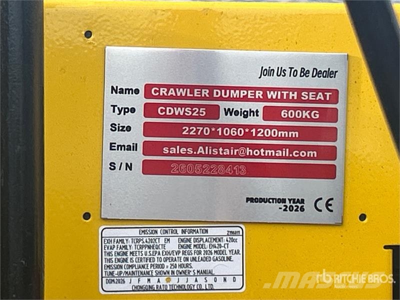 CD25,CDW25 Mini Crawler Dumper (Unused) Statybiniai savivarčiai sunkvežimiai