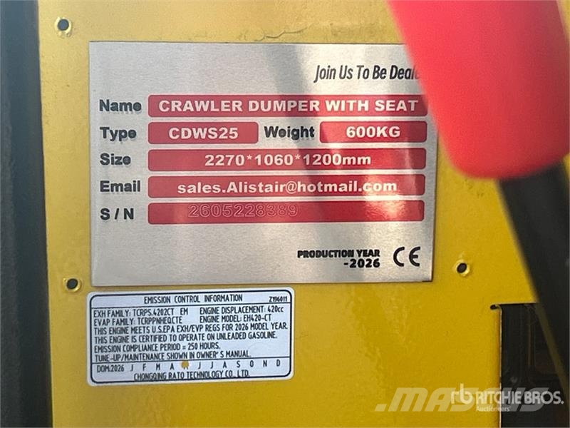 CD25,CDW25 Mini Crawler Dumper (Unused) Statybiniai savivarčiai sunkvežimiai