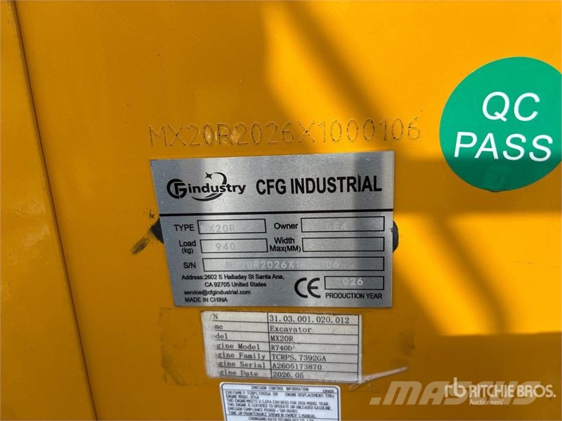 CFG MX20R Mini Excavator (Unused) Minigraafmachines < 7t