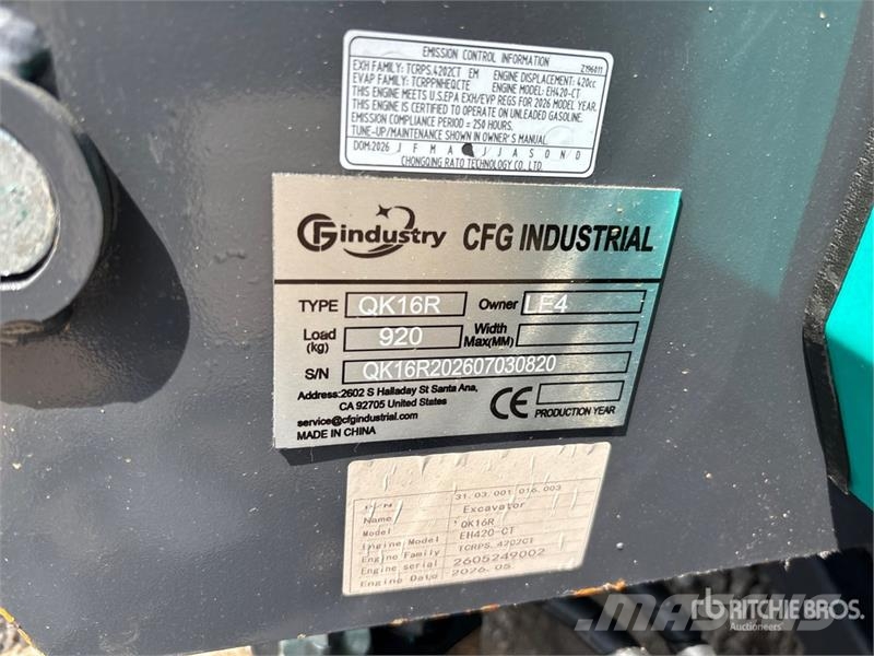 CFG QK16R Mini Excavator (Unused) Mini kotrók < 7t