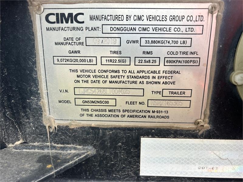 CIMC GN53M2NSC00 T/A Container Trailer Kontejnerske prikolice