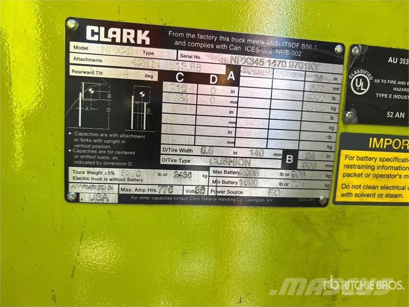 Clark NPX20 3800 lb Forklift Empilhadores - Outros