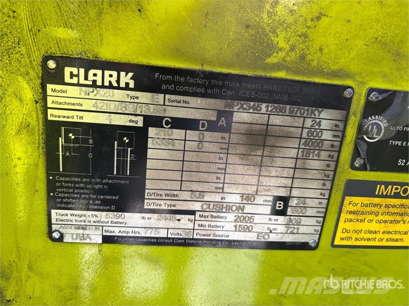 Clark NPX20 3800 lb Forklift Empilhadores - Outros