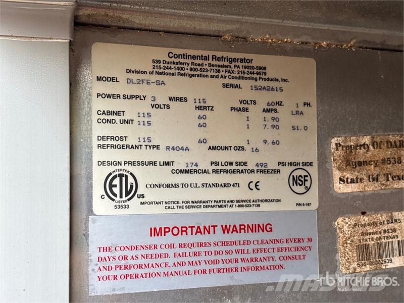 Continental DL2FE-SA Freezer Muut
