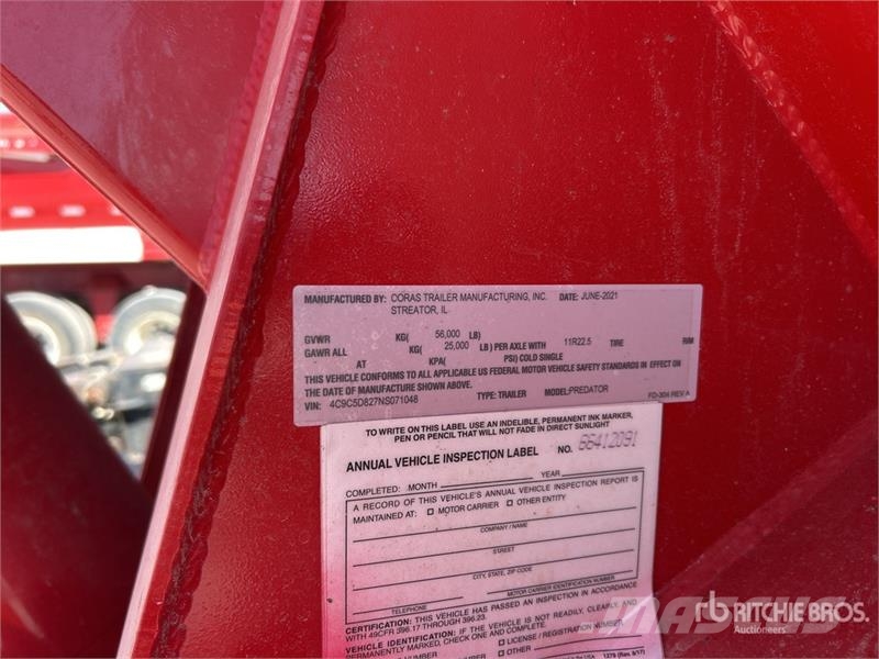  Coras Predator 28 ft T/A End Dump Trailer Tipphengere