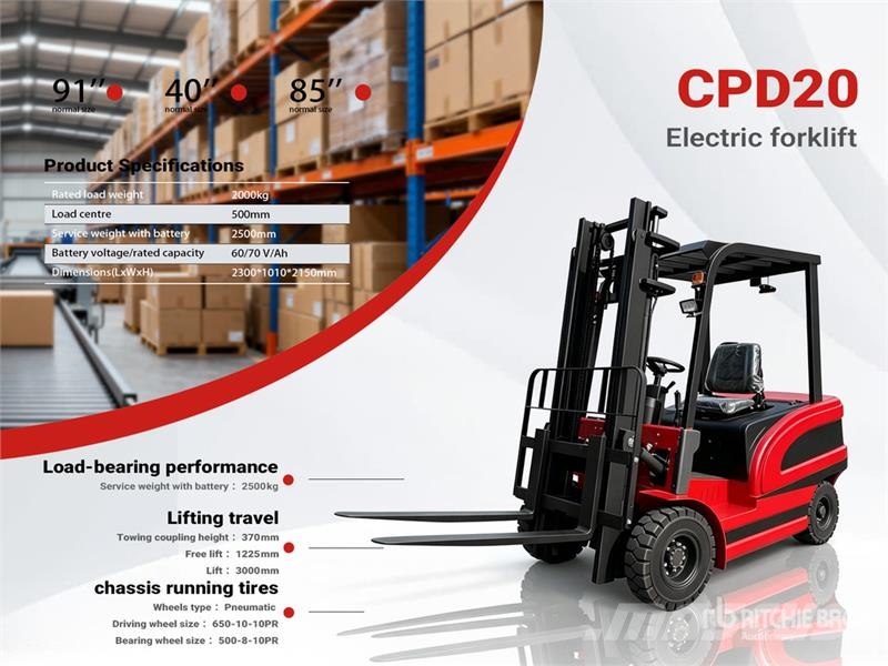 CPD-20 2000 kg Electric Forklift (Unused) Electric forklifts