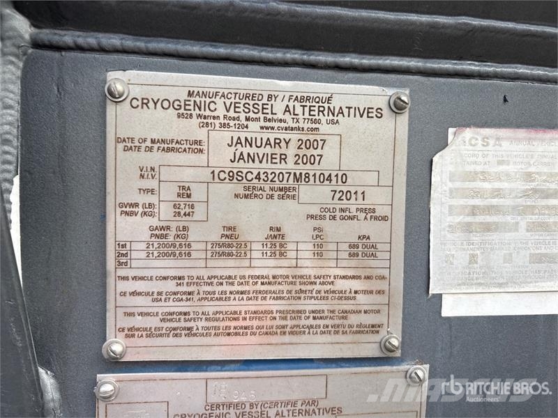 Cryogenic Vessel Alternatives Princess 7075 gal T/ Equipamentos de processamento