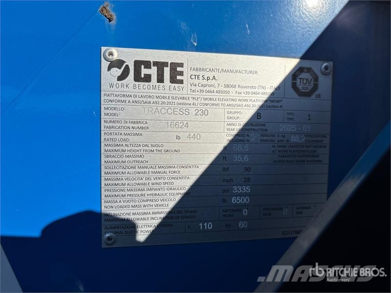 CTE 230 Articulating Boom Lift Karos emelők
