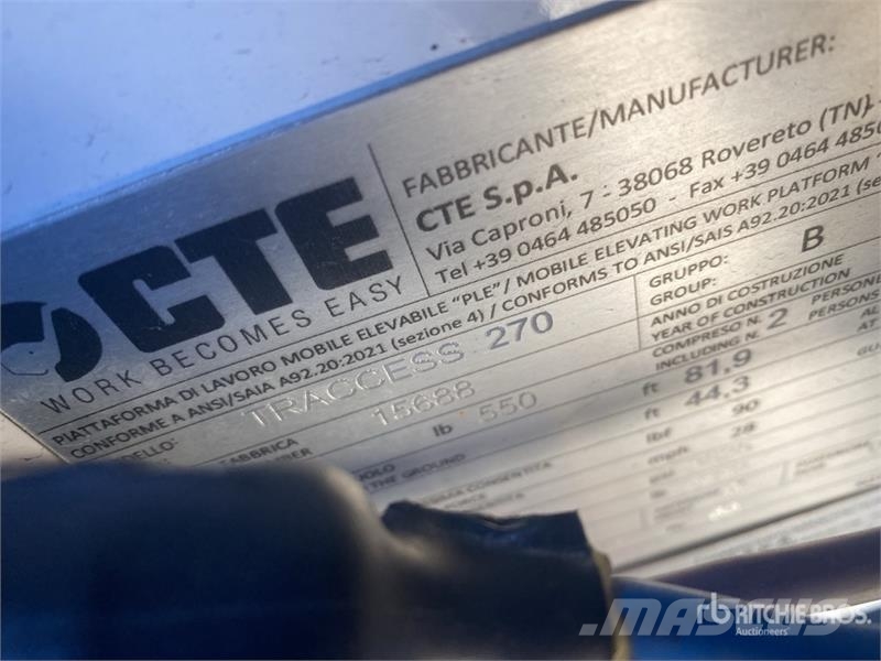 CTE TRACCESS 270 Crawler Diesel Articulating Boom Lift Articulated boom lifts