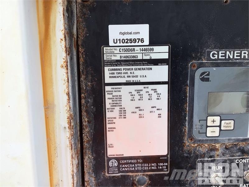 Cummins C150DRG 180 kW Mobile 180 kVa Generator Set Generatori diesel