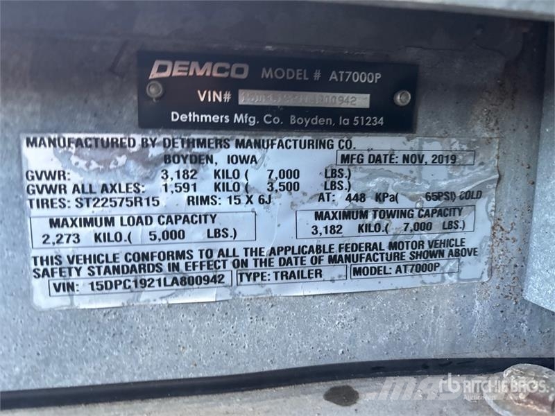 Demco AT7000P T/A 1 Car Open T/A Car Carrier Trailer Biltransporter Semi