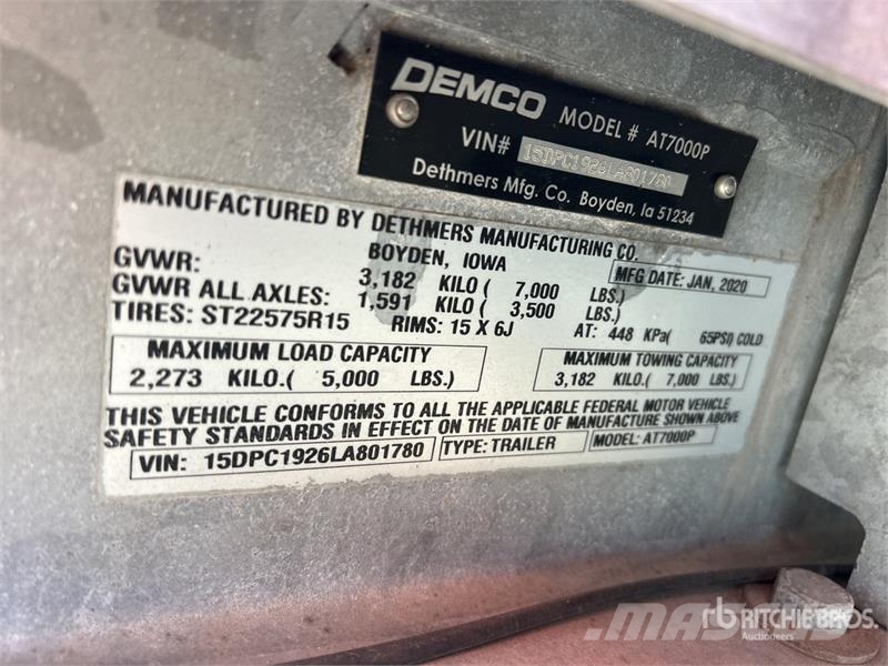 Demco AT7000P T/A 1 Car Open Car Carrier Trailer Vehicle transport semi-trailers