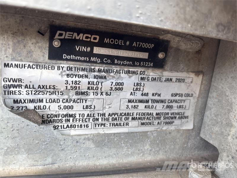 Demco AT7000P T/A 1 Car Open Car Carrier Trailer Návesy na prepravu automobilov
