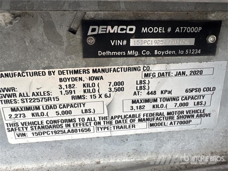 Demco AT7000P Turntable T/A 1 Car Open Car Carrier Trail Naczepy do transportu samochodów