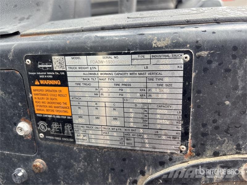 Doosan D30S7 5500 lb Cushion Tire Forklift Інше