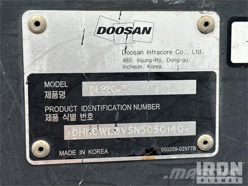 Doosan DL220-7 Wheel Loader Gumikerekes homlokrakodók