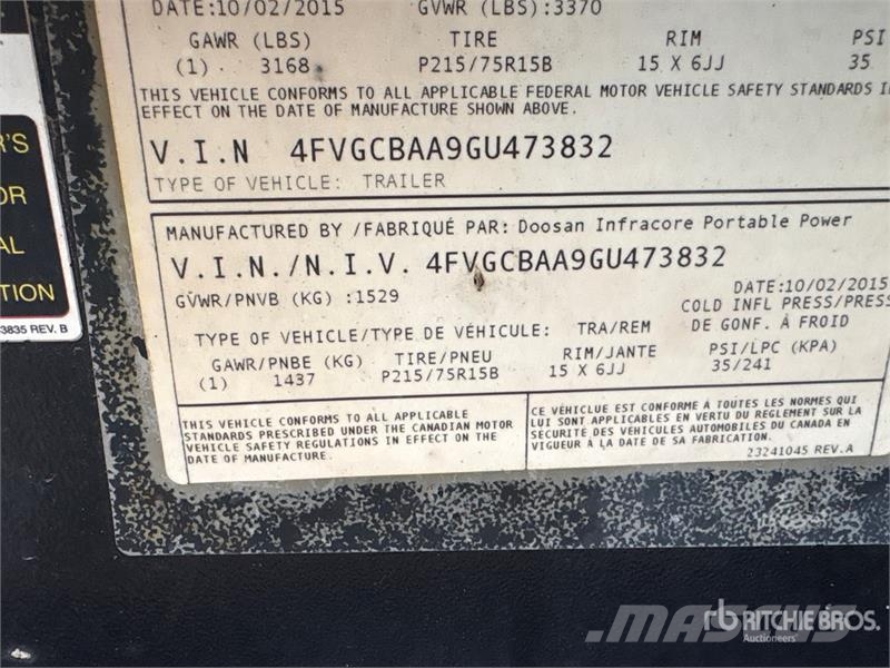 Doosan G25WMI2AT4I Mobile Generator Set (Inoperable) Geradores a diesel