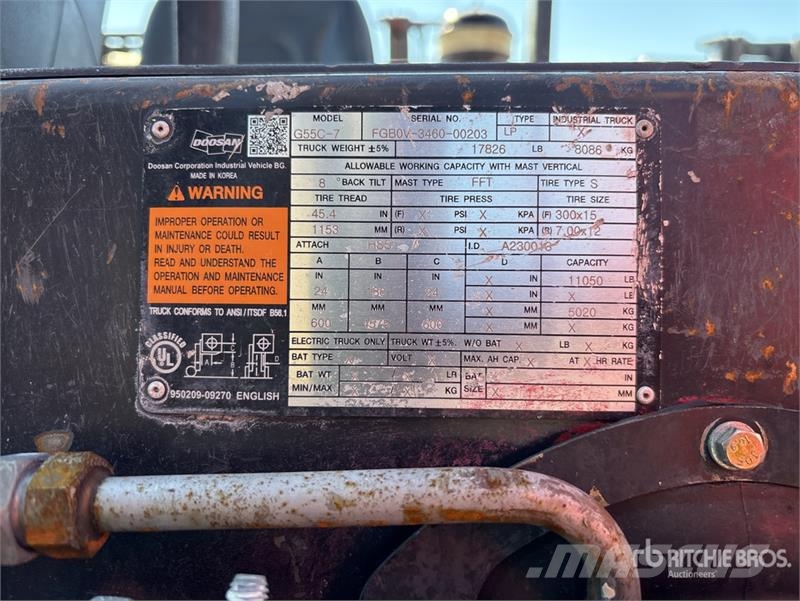 Doosan G55C-7 11050 lb Cushion Tire Forklift Šakiniai krautuvai - Kita