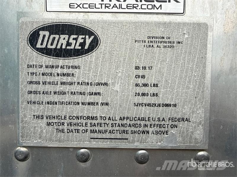Dorsey CV45 45 ft x 96 in T/A Open-Top 45 ft T/A Chip Tra Rimorchi per segatura e cippato