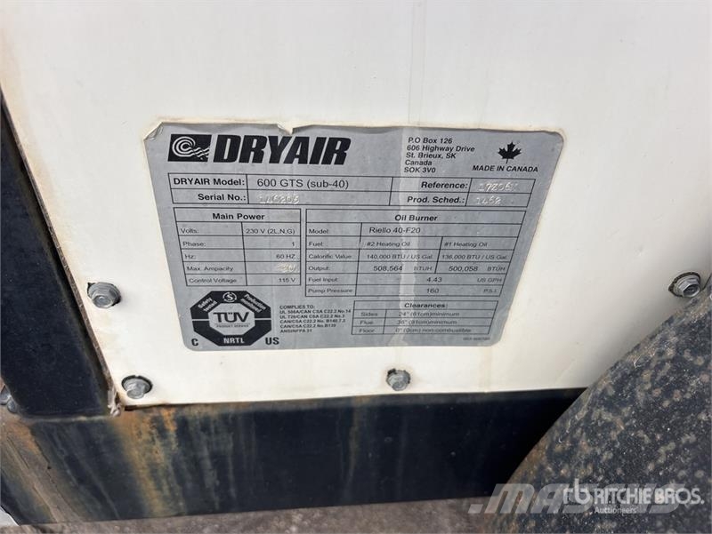 DryAir 600GTS 140000 BTU Ground Heater Équipement de dégel