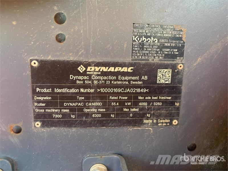 Dynapac CA1400D Smooth Drum Compactor Egydobos hengerek