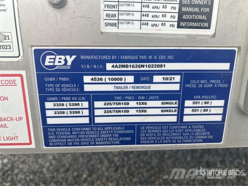 EBY 16 ft T/A Equipment Trailer Auto pārvadāšanas treileri