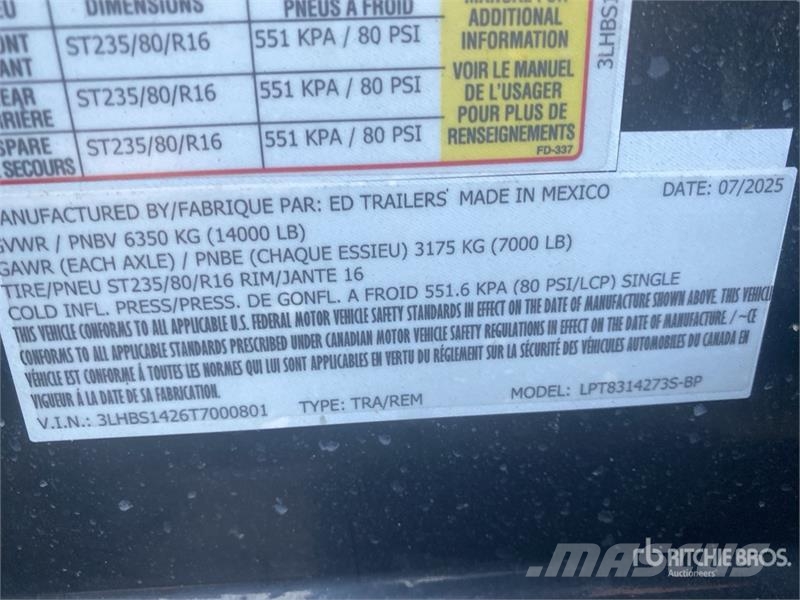 ED Trailers 14 ft T/A End Dump Trailer Самоскиди