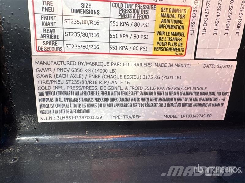 ED Trailers 14 ft T/A Dump Utility Trailer 티퍼 트레일러