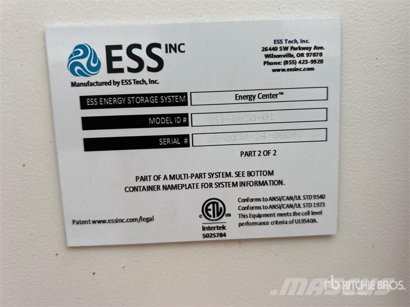 ESS Inc. SS1-0030-01 145 kW Containerized Battery Outros Florestal