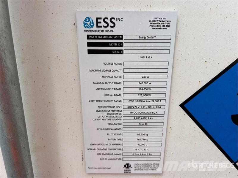 ESS Inc. SS1-0030-01 145 kW Containerized Battery Outros Florestal