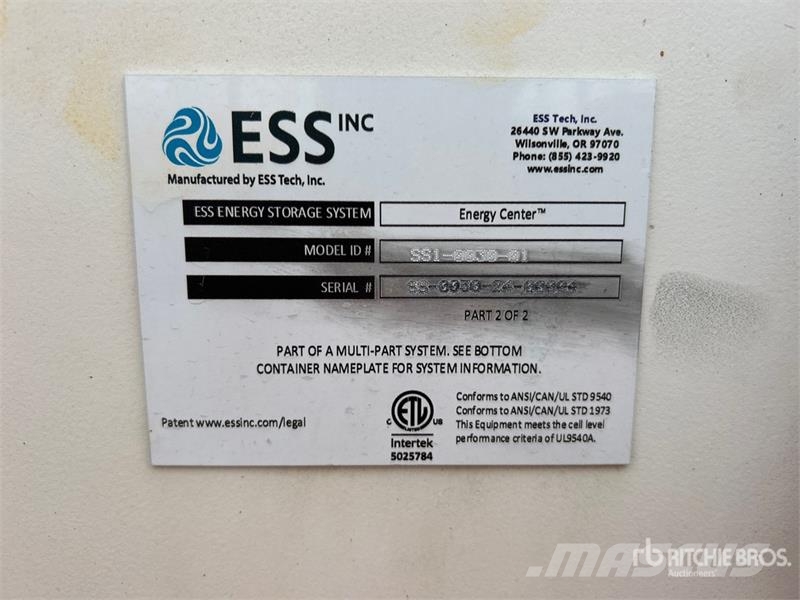 ESS Inc. SS1-0030-01 145 kW Containerized Battery Outros Florestal