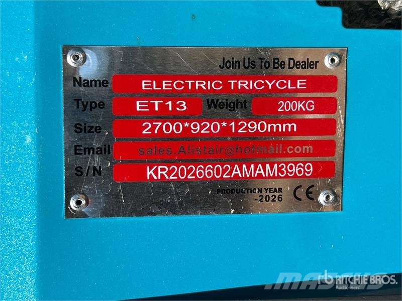  ET13-BLUE Electric Mini Trike (Unused) Automašīnas