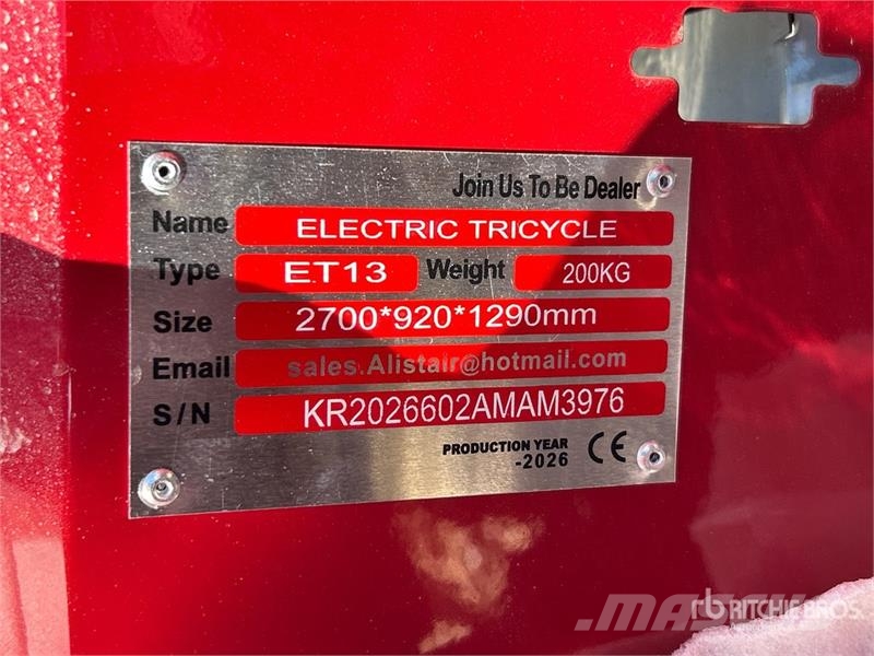  ET13-RED Electric Mini Trike (Unused) Automašīnas