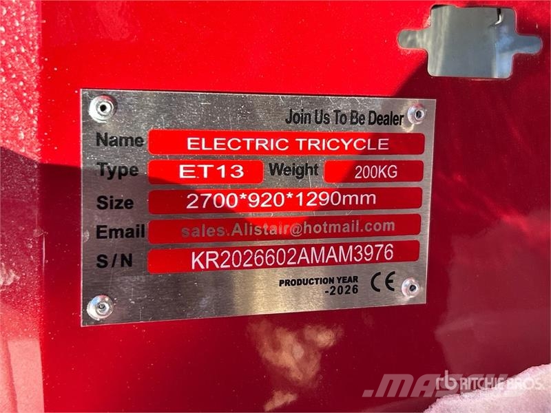  ET13-RED Electric Mini Trike (Unused) Automašīnas