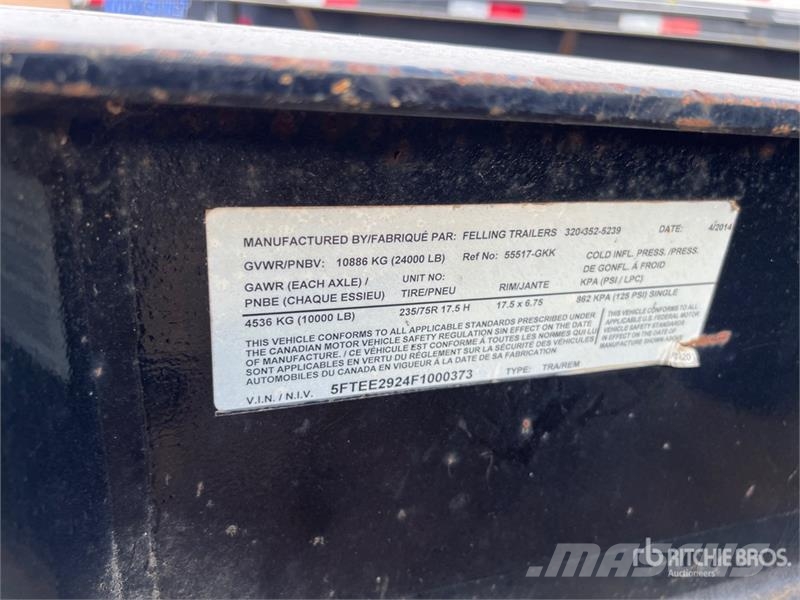 Felling FT-20 20000 lb 23 ft T/A Equipment Trailer 車輛運輸拖車