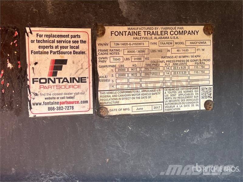 Fontaine 80000 lb 48 ft T/A Flatbed Trailer Flatbed/Dropside trailers