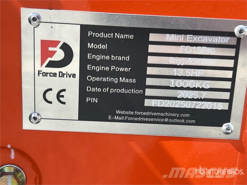 Force Drive FD15 Mini Excavator (Unused) Minigravemaskiner
