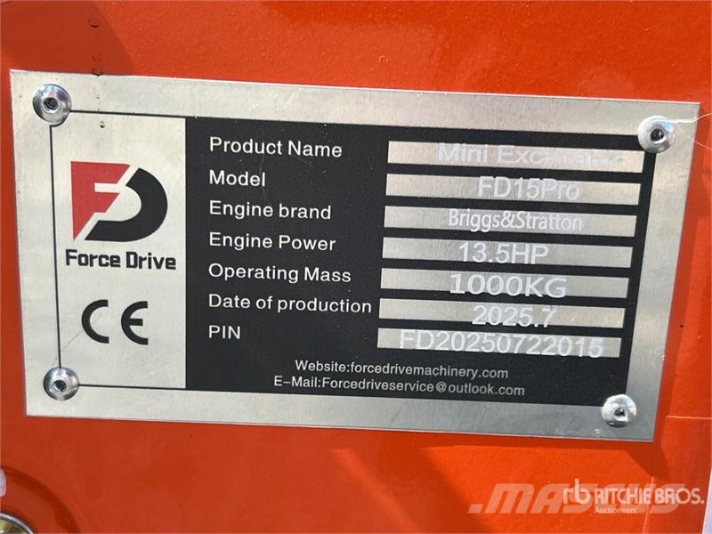 Force Drive FD15 Mini Excavator (Unused) Minigravemaskiner